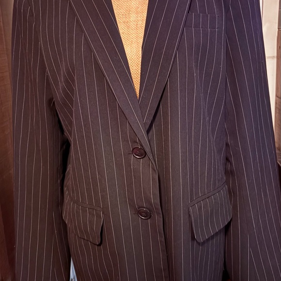 Norma Kamali Black Pinstripe Men's Suit Jacket - Picture 1 of 4